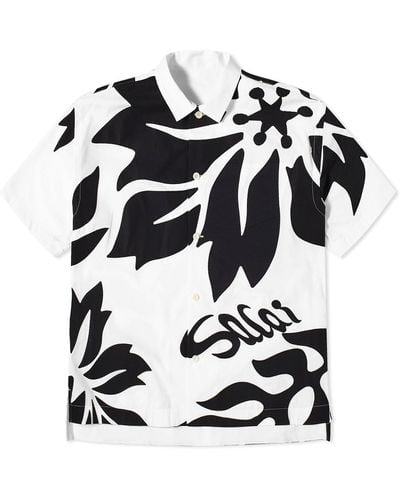 Sacai Floral Embroidered Patch Vacation Shirt - Black
