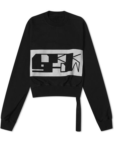 Rick Owens Cropped Sweatshirt - Black
