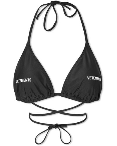 Vetements Logo Bikini Top - Black
