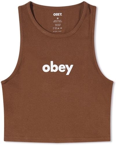 Obey Lower Case Logo Tank Vest - Brown