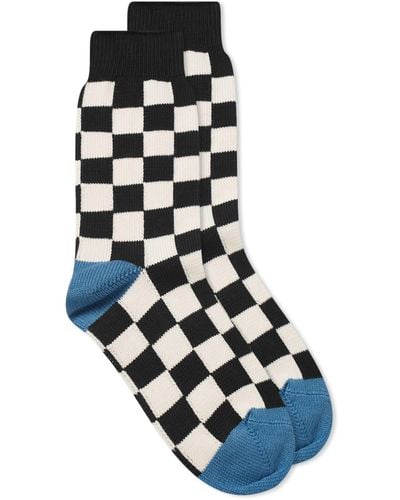RoToTo Checkerboard Crew Sock - Blue