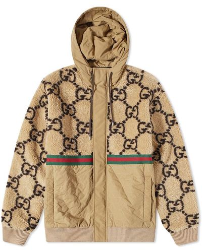 Gucci Jumbo gg Fleece Panel Hooded Jacket - Metallic