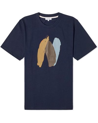 Norse Projects Johannes Organic Paint N Logo T-Shirt - Blue