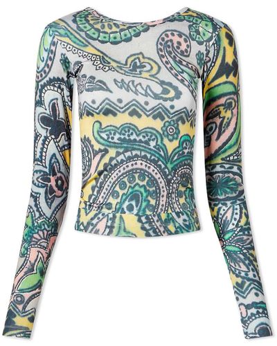 Soulland Long Sleeve Roby Paisley Top - Blue