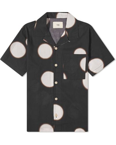 Folk Short Sleeve Soft Collar Shirt - Black