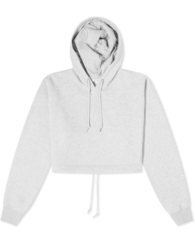 GOOD AMERICAN Brushed Fleece Crop Hoodie - White