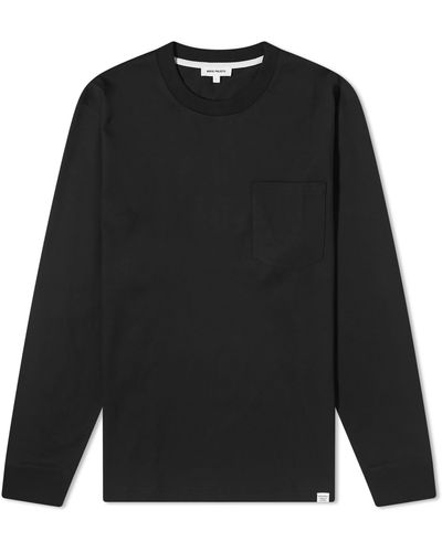 Norse Projects Long Sleeve Johannes Standard Pocket T-Shirt - Black