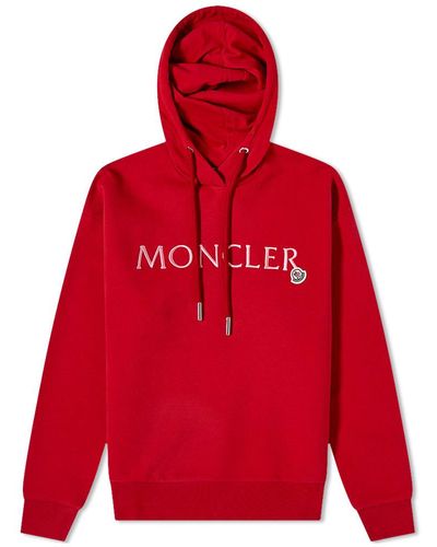 Moncler Hoodie With Large Logo - Red