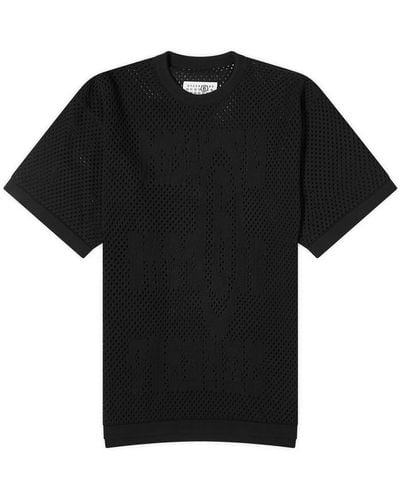 MM6 by Maison Martin Margiela Mesh Stretched Number T-Shirt - Black