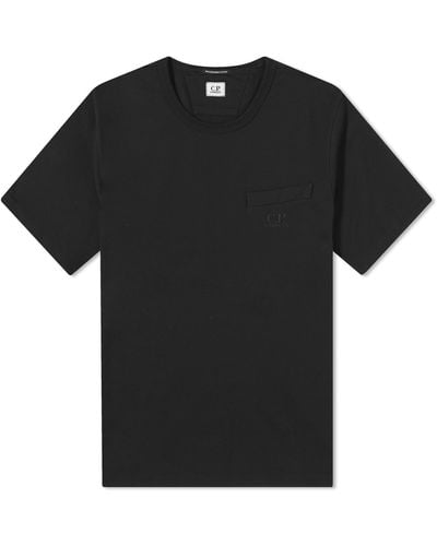 C.P. Company 30/2 Mercerized Jersey Twisted Pocket T-Shirt - Black