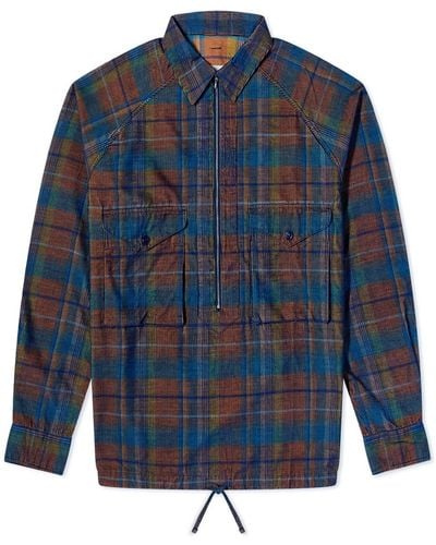 Eastlogue Scout Cord Half Zip Shirt - Blue