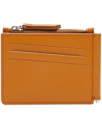 Maison Margiela Grain Leather Money Clip Wallet - Orange