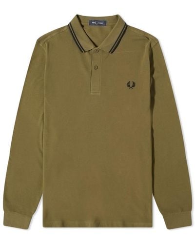 Fred Perry Long Sleeve Twin Tipped Polo Shirt - Green