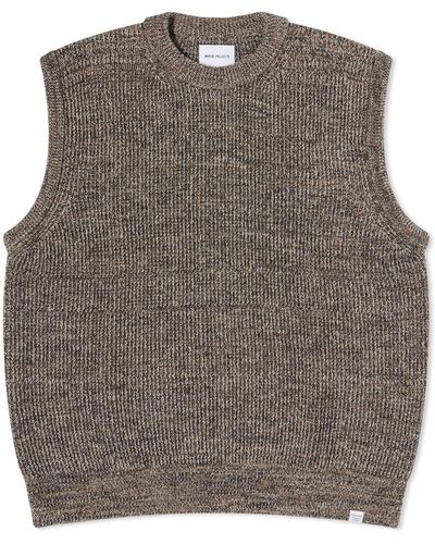 Norse Projects Manfred Wool Cotton Ribbet Vest - Brown
