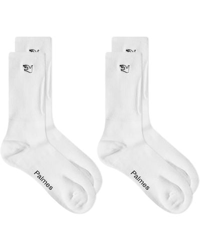 Palmes Mid 2-Pack Sock - White