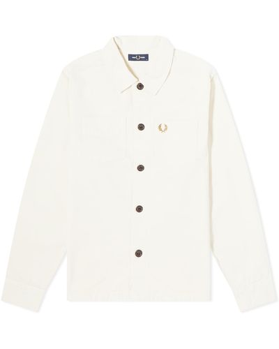 Fred Perry Twill Overshirt - White
