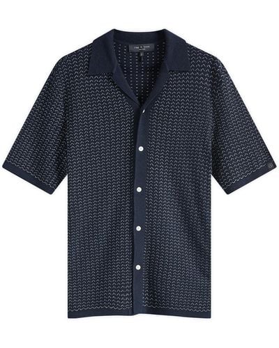 Rag & Bone Jacquard Avery Short Sleeve Shirt - Blue