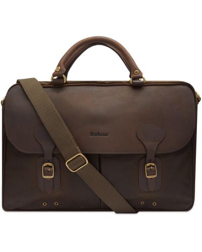 Barbour Wax Leather Briefcase - Green