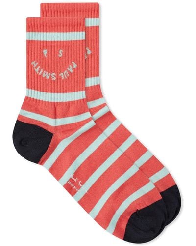 Paul Smith Stripey Happy Socks - Red