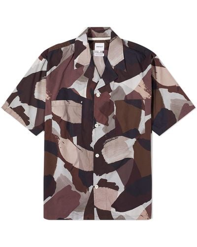 Norse Projects Mads Relaxed Camo Short Sleeve Shirt - Purple