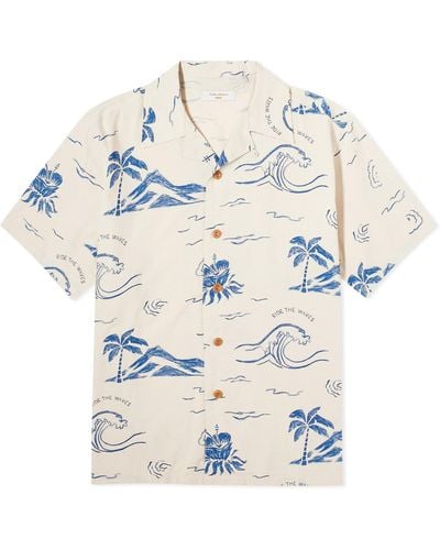 Nudie Jeans Arvid Waves Hawaii Shirt - Blue