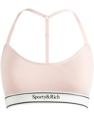 Sporty & Rich Serif Logo Bralette - Pink