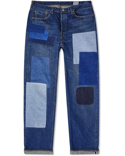 Orslow 105 Patchwork Denim Jeans - Blue