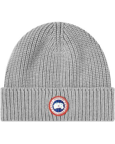 Canada Goose Arctic Disc Ribbed Wool Beanie Hat - Grey