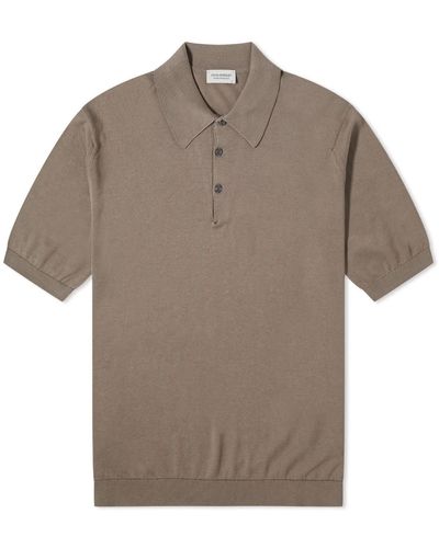 John Smedley Isis Heritage Knit Polo Shirt - Brown