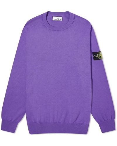 Stone Island Soft Cotton Crew Neck Sweater - Purple