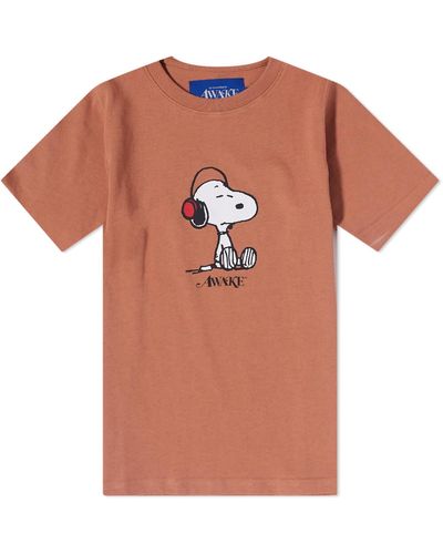 AWAKE NY X Peanuts Kids' Dog Bowl T-Shirt - Brown