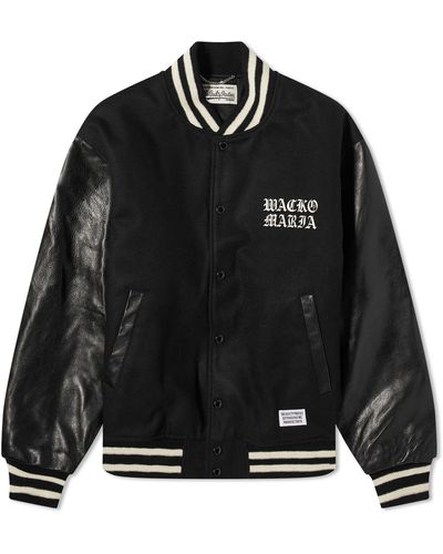 Wacko Maria Leather Varsity Jacket - Black