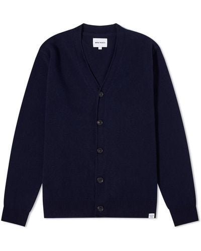 Norse Projects Adam Lambswool Cardigan - Blue