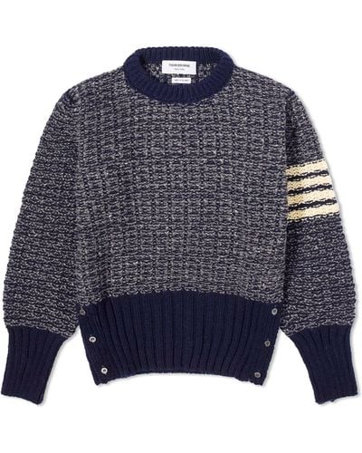 Thom Browne 4-Bar Donegal Crew Neck Sweater - Blue
