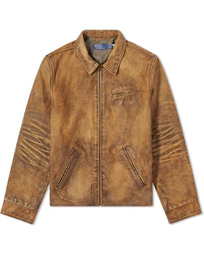 Polo Ralph Lauren Hemingway Leather Bomber Jacket - Brown