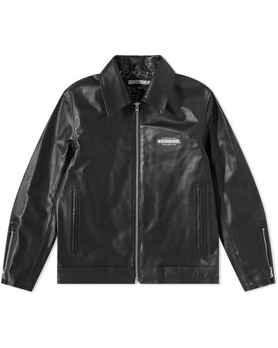 Neighborhood Single Leather Jacket - Black