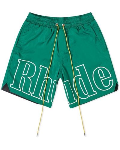 Rhude Logo Track Shorts - Green