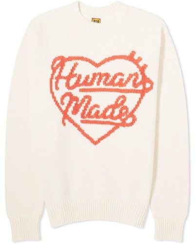 Human Made Knitted Heart Crew Neck Sweater - White