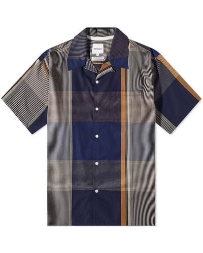 Norse Projects Carsten Light Check Short Sleeve Shirt - Blue