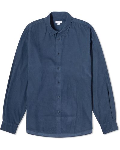 Sunspel Fine Cord Shirt - Blue
