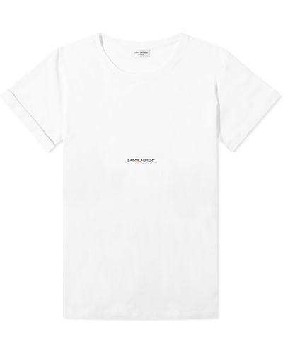 Saint Laurent Logo-print Crewneck Cotton-jersey T-shirt - White