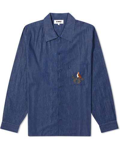 YMC Wray Embroidered Shirt - Blue