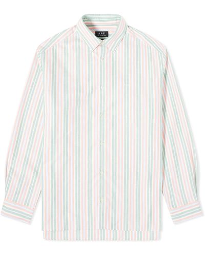 A.P.C. Mathias Stripe Oxford Shirt - White