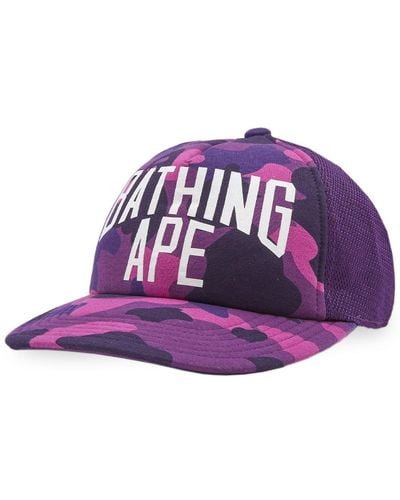 A Bathing Ape Colour Camo Nyc Logo Mesh Cap - Purple