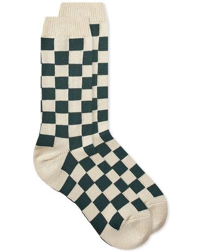 RoToTo Checkerboard Crew Socks - Green