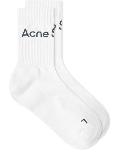 Acne Studios Short Rib Logo Sock - White