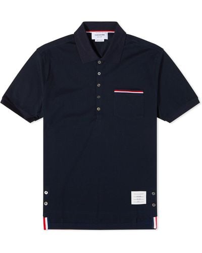 Thom Browne Mercerised Pique Pocket Polo Shirt - Blue