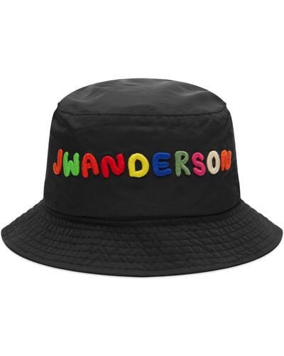 JW Anderson Logo Embroidery Bucket Hat - Black