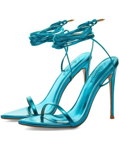 Femme LA London Lace Up Sandal Heel - Blue
