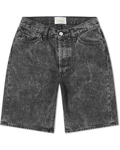 Aries Acid Wash Denim Shorts - Grey